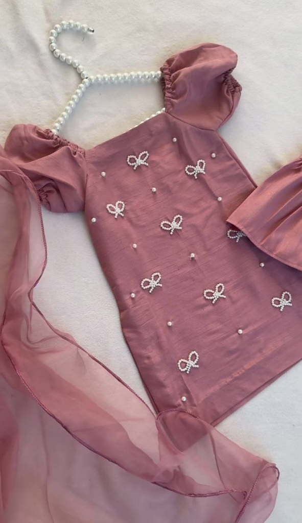 PEARL BOW DUSTY ROSE SILK ENSEMBLE